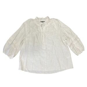 INC International Concepts Ruffle Collar 3/4 Sleeve Blouse Top 1X‎
